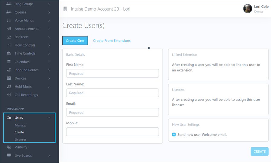Create One User